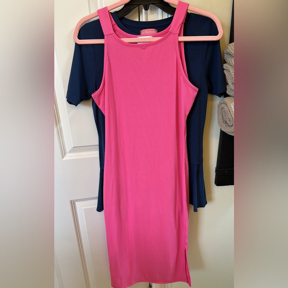 Pink Sleeveless Ribbed Dress Pink Lily NWOT